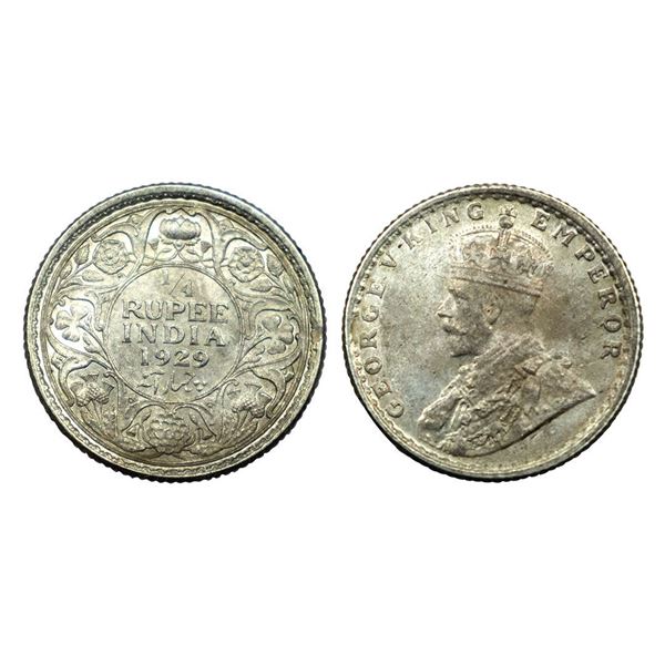 George V King Emperor, Silver 1/4 Rupee, 1929.