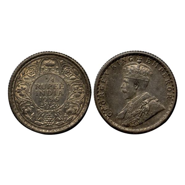 George V, Silver 1/4 Rupee, 1936, Calcutta Mint
