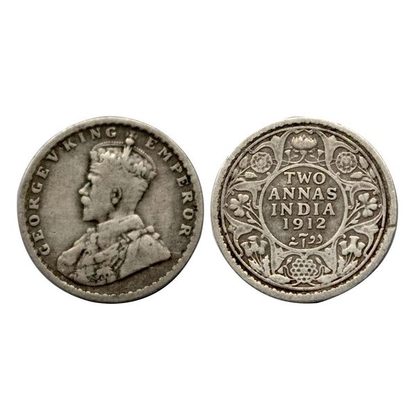 George V, Silver Two Annas, 1912, Calcutta Mint