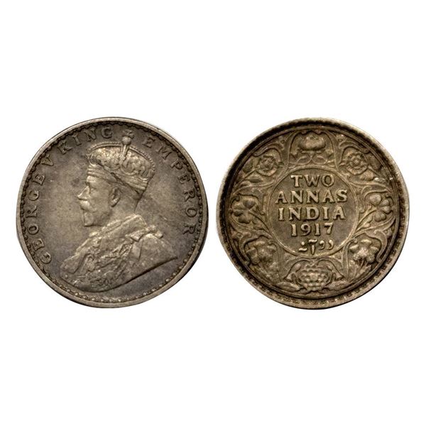 George V, Silver Two Annas, 1917, Calcutta Mint