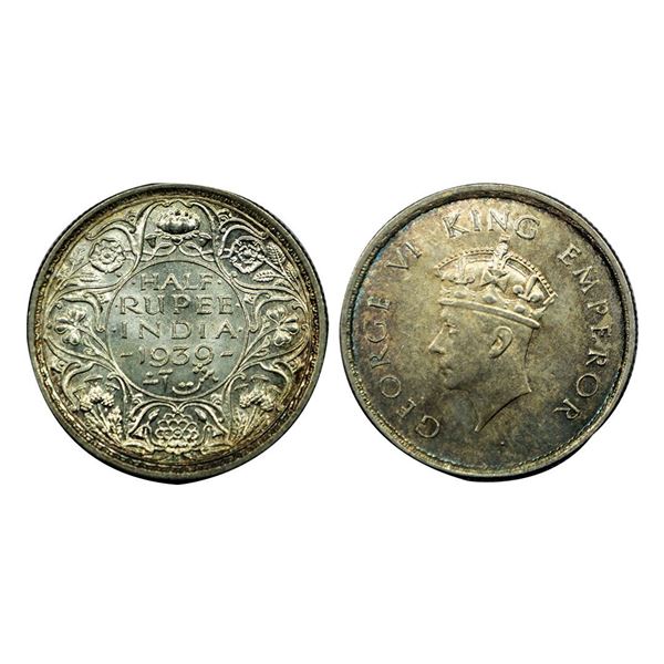 George VI King Emperor, Silver 1/2 Rupee, 1939.