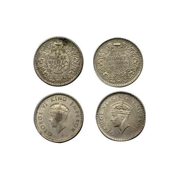 King George VI, 1940, Silver ¼ Rupee, Bombay Mint