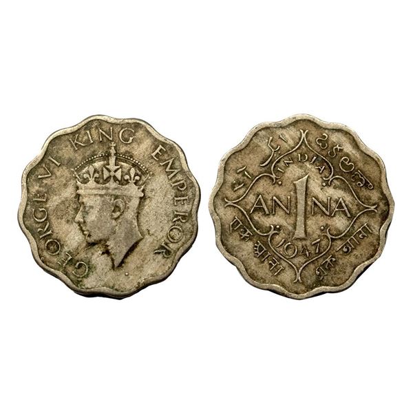 George VI, Cupro-Nickel ½ Anna, 1947.