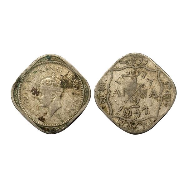 George VI, Cupro-Nickel ½ Anna, 1947, Bombay Mint.