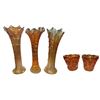 Image 1 : 5x Vintage Carnival Glass Vases (2 Sizes)
