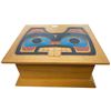 Image 1 : 2001 Artist Signed First Nations Hand Carved + Painted Beaver Cedar Box