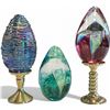 Image 1 : 3x Art Glass Eggs Marked Glass Eye Studio GES Stamped On Bottom