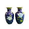 Image 2 : 2x Vintage Blue Floral Cloisonne Vases