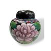Image 1 : Vintage Lidded Black Cloisonne Floral Jar