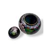 Image 2 : Vintage Lidded Black Cloisonne Floral Jar