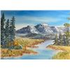 Image 2 : 1987 N. Johnson Signed Oil Painting On Canvas Snow Mountain Scene