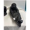 Image 2 : 3x Resin Carvings: Bear, Buffalo, & Inuit In Canoe