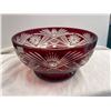 Image 2 : Vintage Red Glass Czech Glass Pinwheel Crystal Bowl