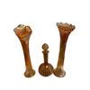 Image 1 : 3x Vintage Carnival Glass Collectibles: 2x Vases & Decanter