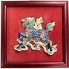 Image 1 : Vintage Framed Asian Pottery Mythical Foo Dog Ceramic Wall Plaque