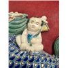 Image 2 : Vintage Framed Asian Pottery Mythical Foo Dog Ceramic Wall Plaque
