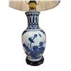 Image 2 : Vintage Blue & White Porcelain Floral Wild Life Scene Table Lamp