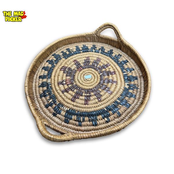 Vintage First Nations Coast Salish Hand Woven Double Handle Tray