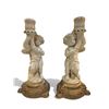 Image 2 : 2x Vintage Cast Metal Table Lamps & 2x Cherub Candle Stick Holders