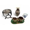 Image 1 : Vintage Variety Lot: Satsuma Vase, Blue White Dragon Bowl, Warming Dish, & More