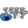 Image 1 : Blue Art Glass Cups & Bowl