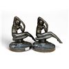 Image 1 : 2x Vintage Art Deco Style Metal Figural Nude Women