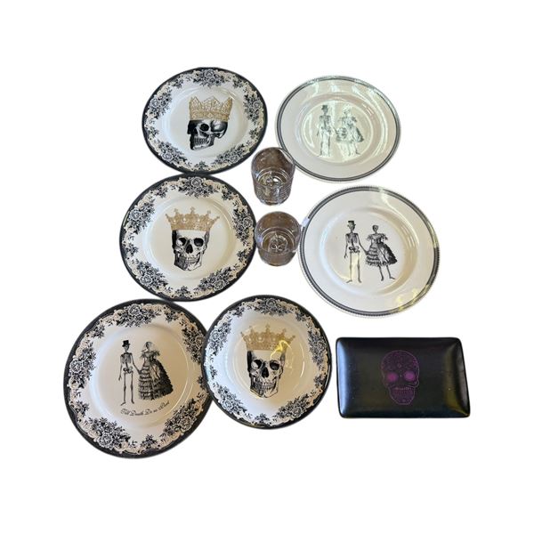 Skeleton Themed Dishware: Cups, Bowl, &  Plates