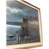 Image 2 : Vintage Large Artist Signed Painting On Canvas Night Fishing Scene