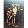 Image 2 : Vintage Framed D Karr Signed Long Horn Ram Velvet Painting