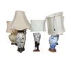 Image 1 : 5x Vintage Asian Style Table Lamps & African Wooden Carving