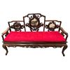 Image 1 : Beautiful Vintage Sofa w Carved Rosewood With Stone Inlays
