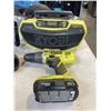 Image 2 : RYOBI SHOP RADIO, DRILL, CIRCULAR SAW NO BATTERY, GRINDER