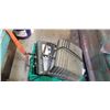 Image 2 : TWO LARGE OUTDOOR LIGHTS AND TOTE OF ELECTRICAL