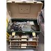 Image 2 : TACKLE BOX WITH ASSORTED HARDWARE AND CRATE OF CLAMPS ETC
