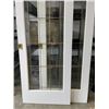 Image 2 : 2 30 INCH X 80 INCH GLASS POCKET OR FRENCH DOORS, WITH BRASS LEADED GLASS INSERTS