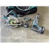 Image 2 : CORDLESS MAKITA 18V CIRCULAR SAW, RECIP SAW, IMPACT GUN WITH 2 BATTERIES, CHARGER AND CARRY CASE, TE