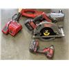 Image 2 : CORDLESS MILWAUKEE 18V CIRCULAR SAW, SUPER HAWG DRILL, IMPACT GUN WITH 2 BATTERIES, CHARGER IN CARRY