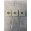 Image 2 : 3 CANADIAN SILVER (.800) GEORGE VI DIMES 1946, 1947, 1947 MAPLE LEAF