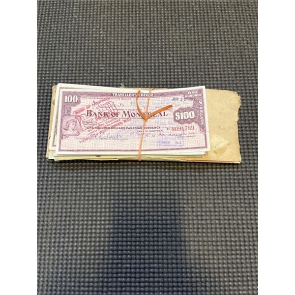 $1,000 IN TRAVELERS CHECKS FROM 1962 TO 1965 PLUS MOTOR VEHICLE TICKET BOOK 1960S
