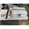 Image 1 : MASTER CHEF PORTABLE PROPANE BBQ AND SET OF BBQ TOOLS AND TRIPOD STOOL