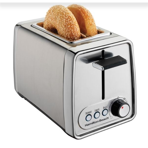 HAMILTON BEACH 2 SLICE MODERN CHROME TOASTER - TESTED WORKING