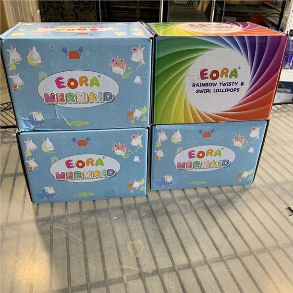 4 BOXES OF RAINBOW AND MERMAID LOLLIPOPS