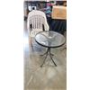 Image 1 : GLASS TOP PATIO TABLE WITH 4 CHAIRS