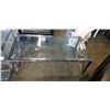 Image 2 : GLASS TOP SOFA TABLE, END TABLE AND FOUR-TIER METAL SHELF