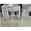 Image 2 : SET OF 6 NEW EPARE 12OZ COFFEE MUG SET, DUAL WALL INSULATED GLASS RETAIL $54 EACH, 3 SETS OF 2, TOTA