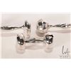 Image 2 : Three sterling silver bar bell style baby rattles including one with British hallmarks and two marke