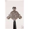 Image 2 : Antique British hallmarked, sterling silver repousse baby rattle with bells and tortoise shell handl