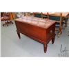 Image 1 : Antique double locking, half hinged lid sugar chest on tapered octagonal supports, 30" H X 47" W X 2