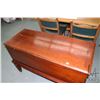 Image 2 : Antique double locking, half hinged lid sugar chest on tapered octagonal supports, 30" H X 47" W X 2
