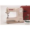 Image 2 : Elna Junior, Swiss made metals, child's portable sewing machine 7 1/2" X 8" , with metal carrying ca